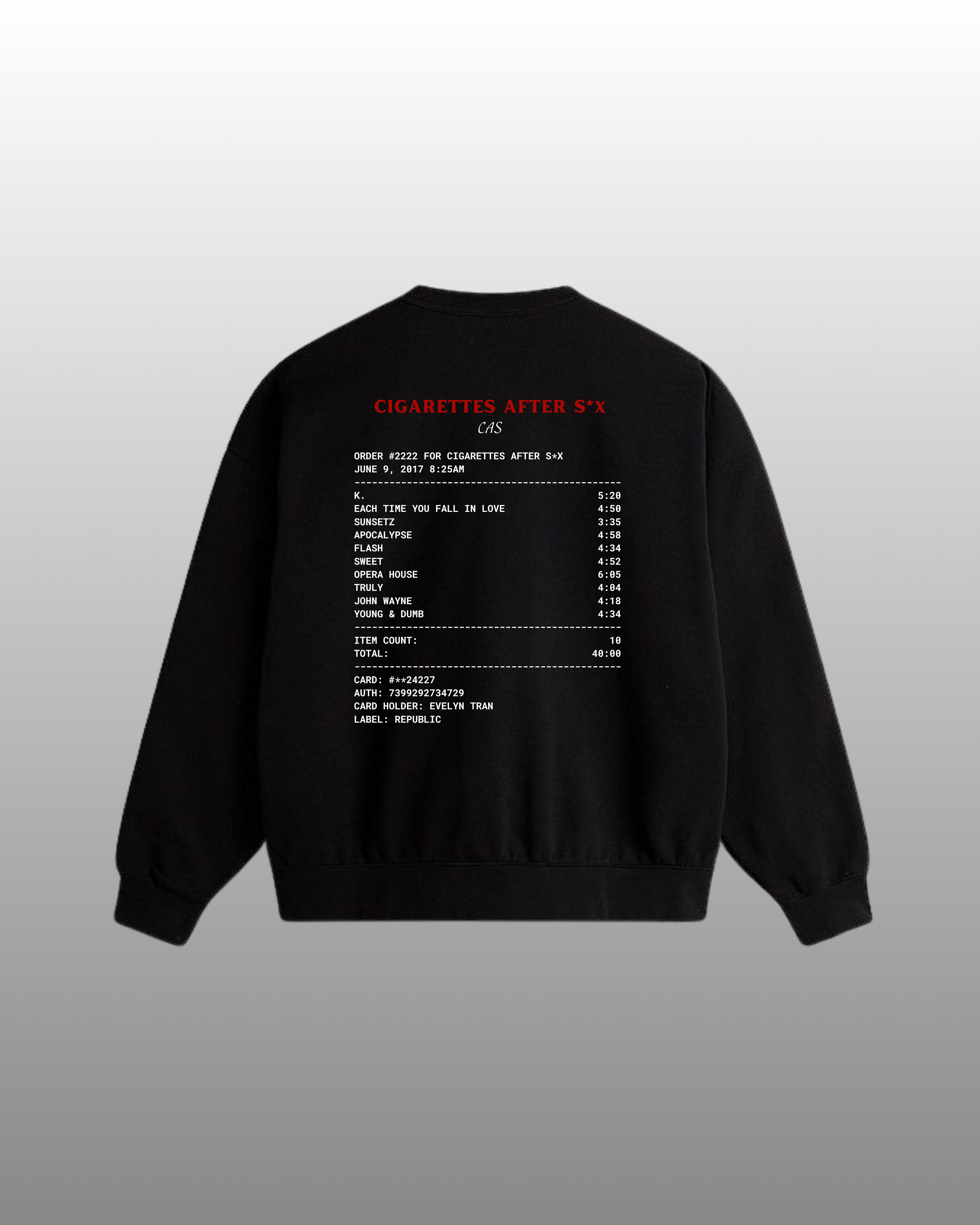 LANA DEL REY - CIGARETTE AFTER S*X  – SWEATSHIRT OVERSIZED
