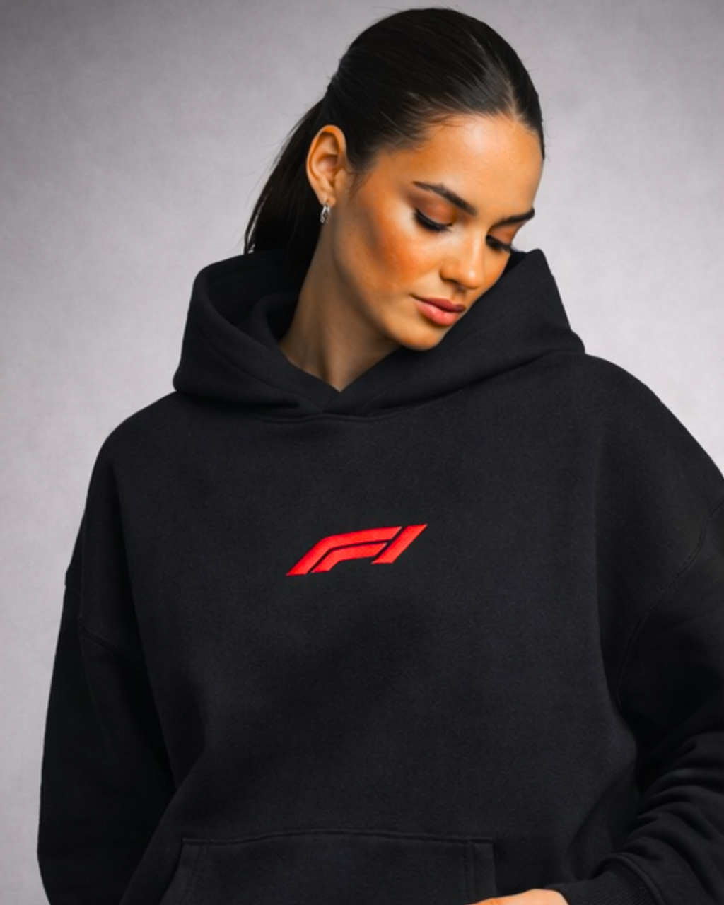 F1 EDITION - LOOSE FIT UNISEX BLACK HOODIE