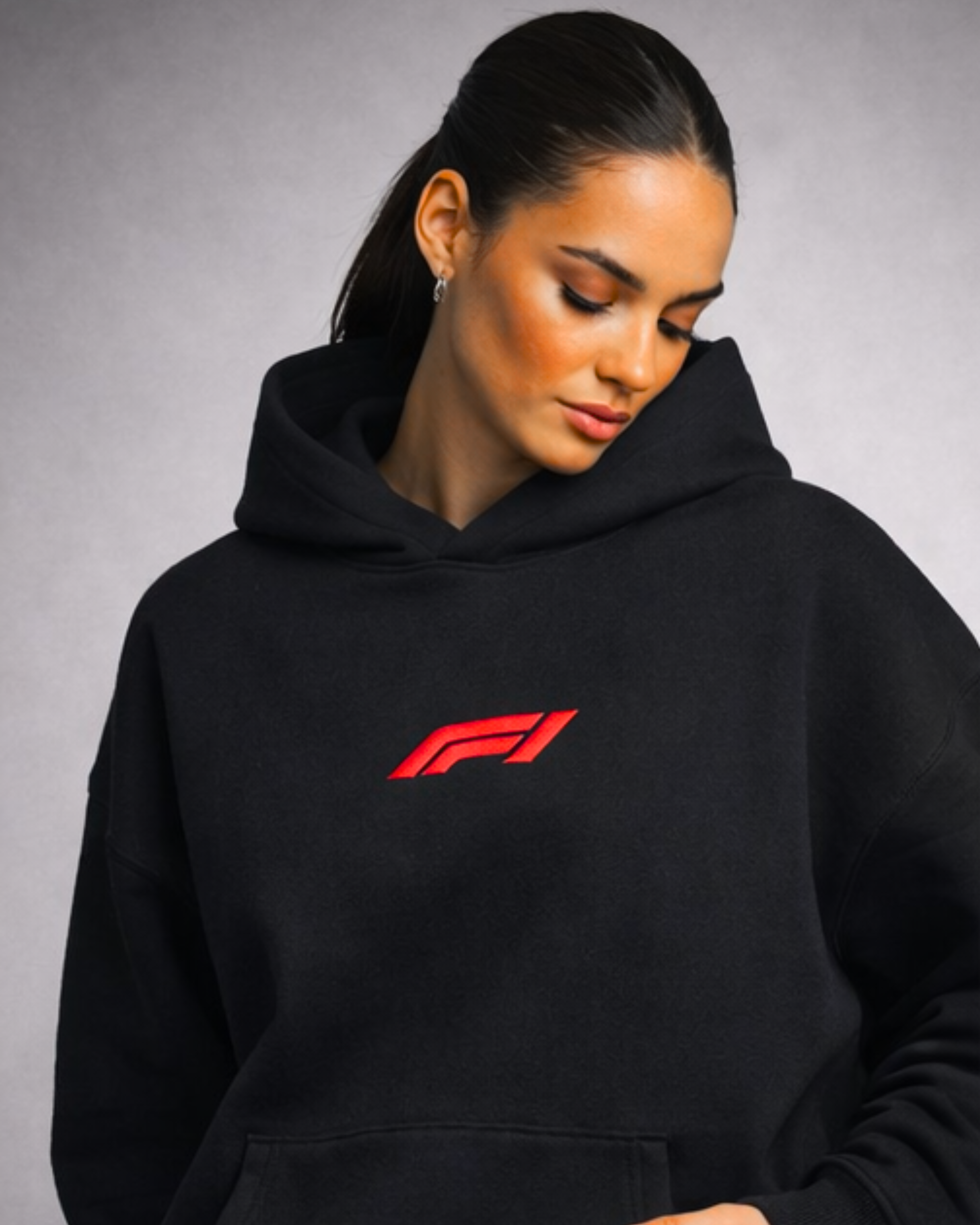 F1 EDITION - LOOSE FIT UNISEX BLACK HOODIE