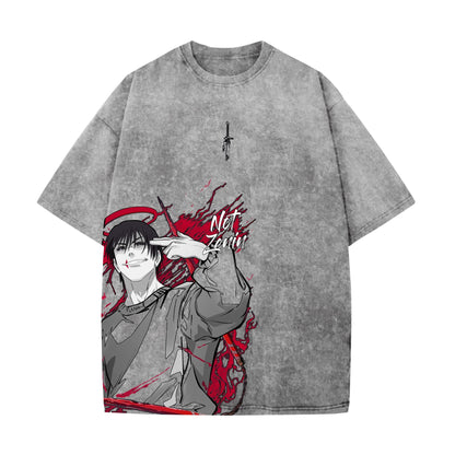 Toji Fushiguro Acid Wash  Oversized T-Shir