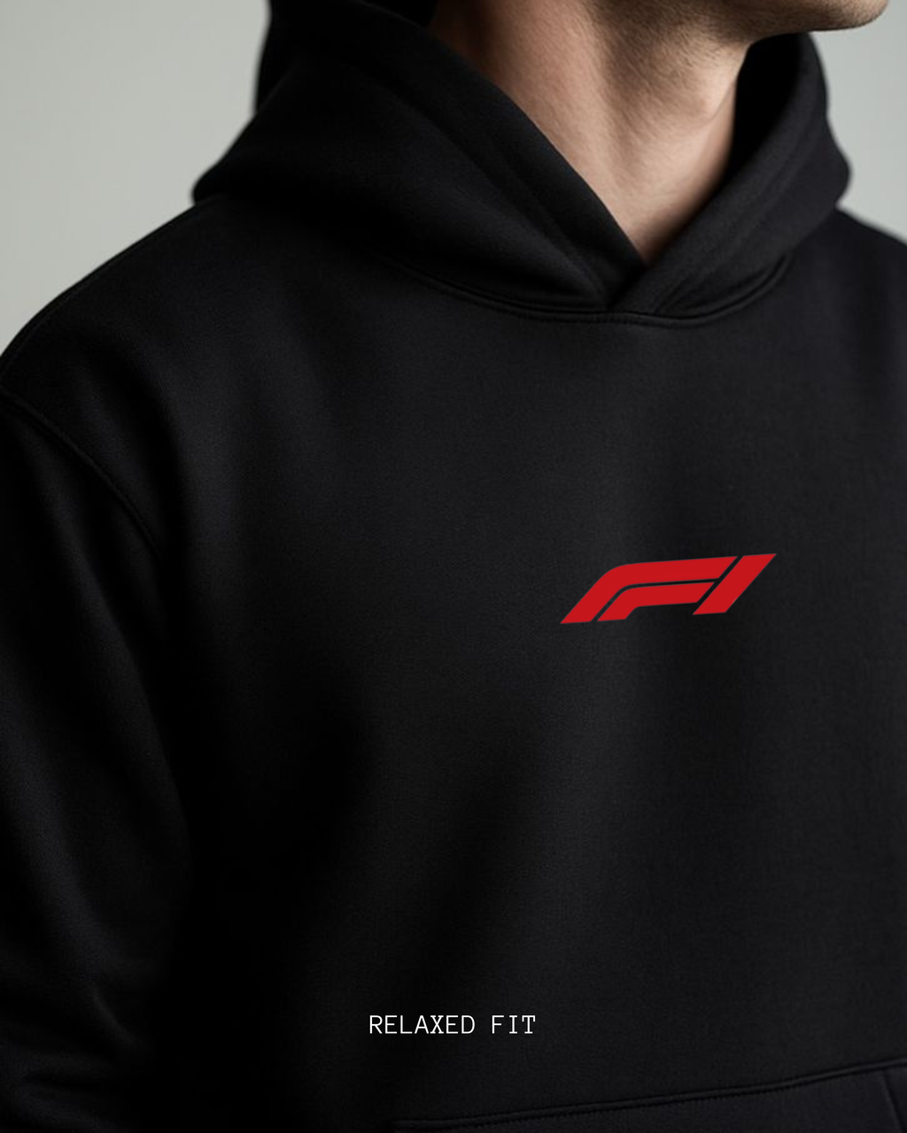 F1 EDITION - LOOSE FIT UNISEX BLACK HOODIE