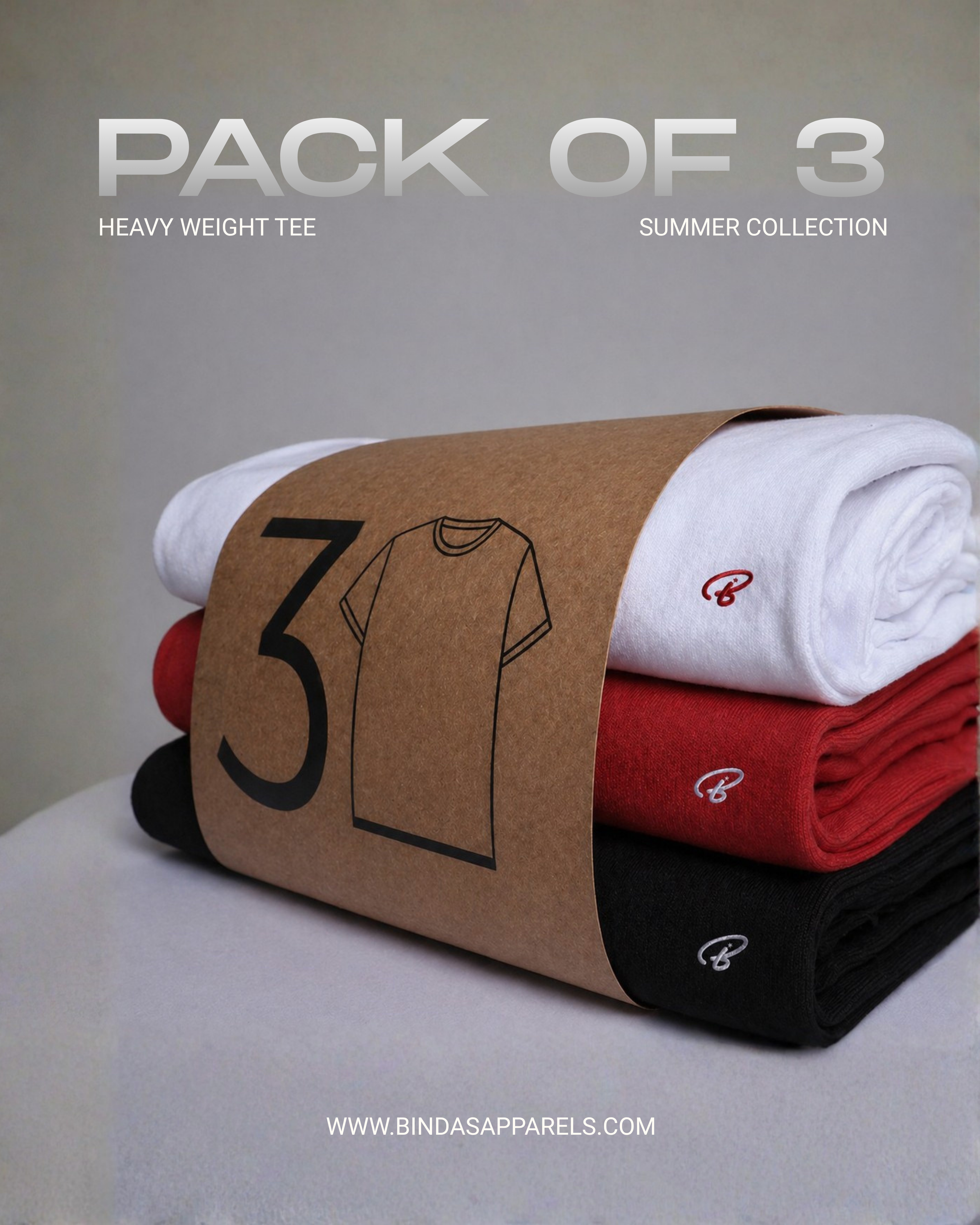 PACK - 3 COLOR  OVERSIZED TEE | 240GSM  | UNISEX