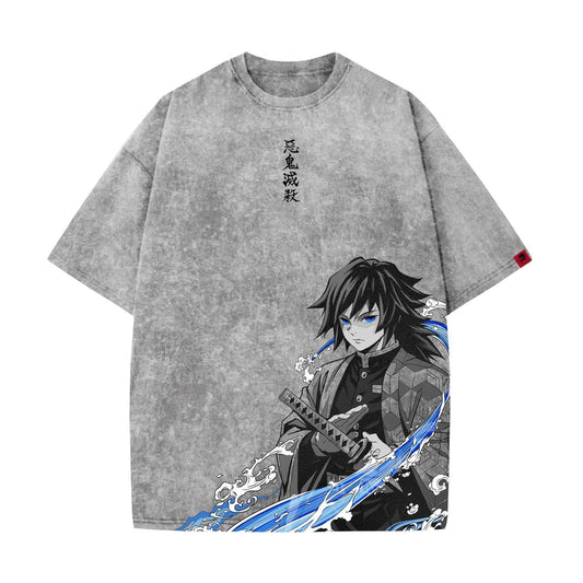 Giyu Tomioka Acid Wash Oversized T-Shirt