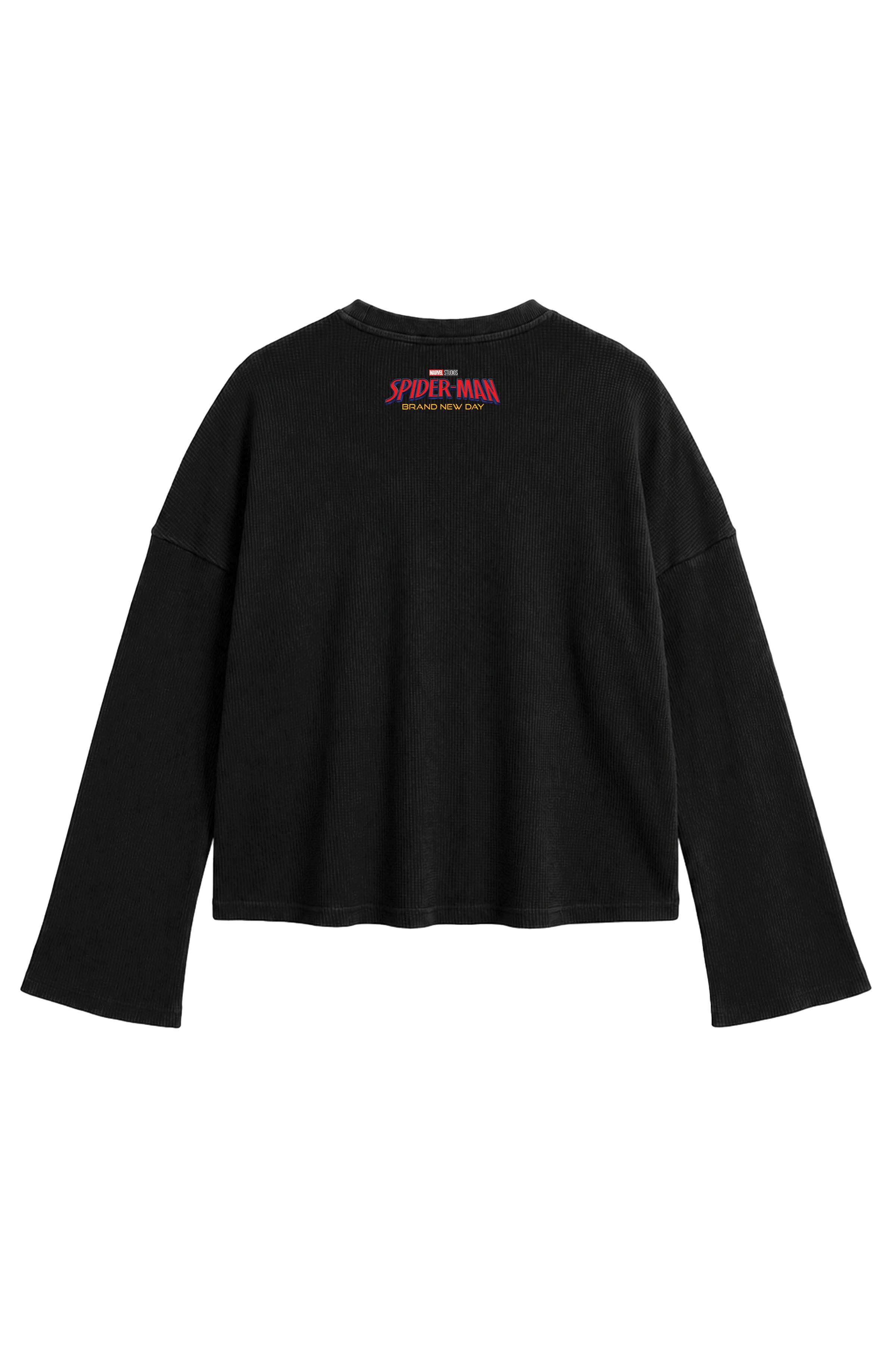 BLACK SPIDEY WAFFLE TEE