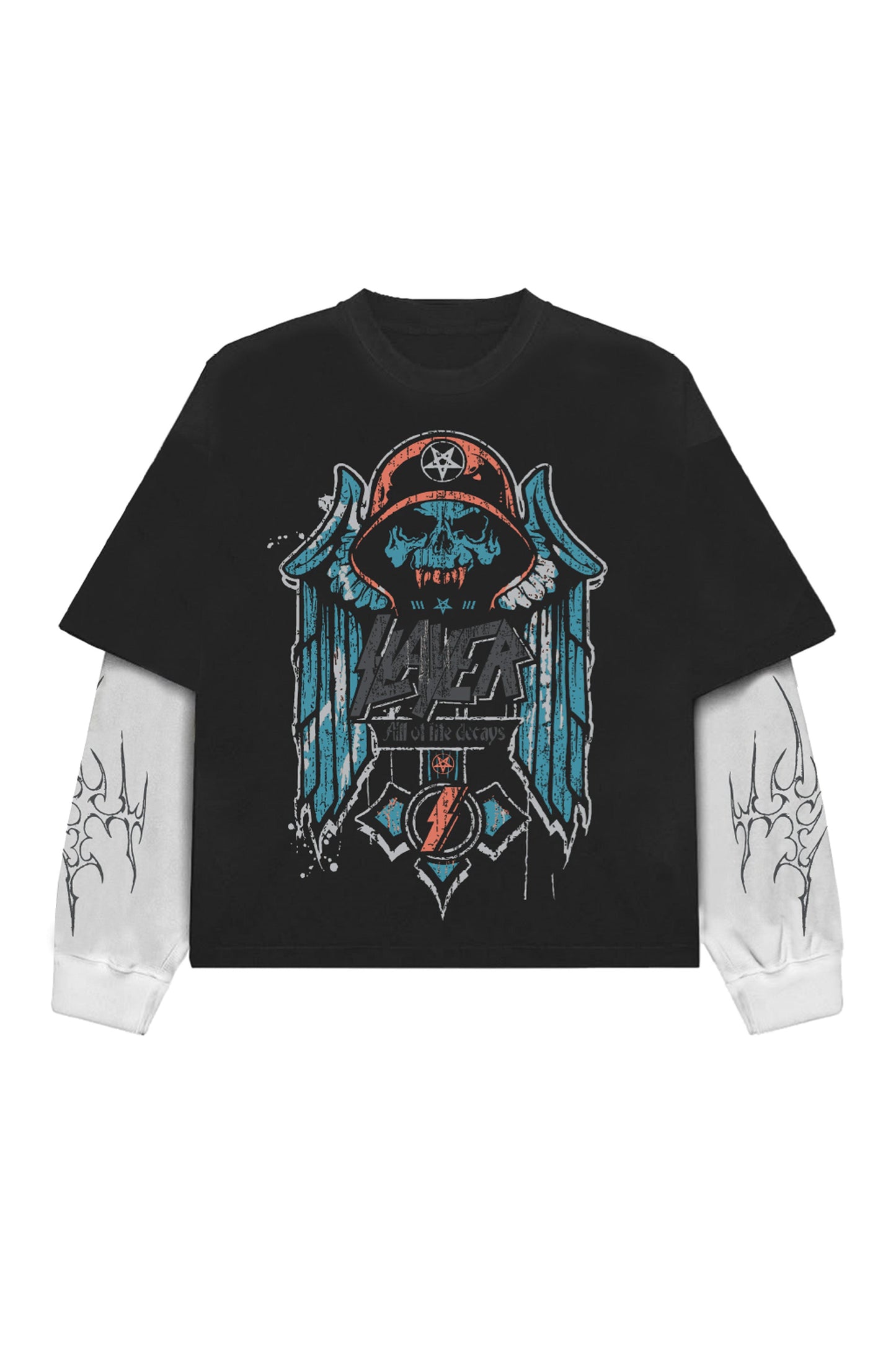 Slayer Designed Long Sleeve Oversized Tee