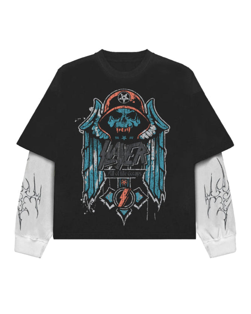 Slayer Designed Long Sleeve Oversized Tee