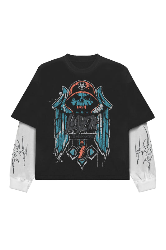 Slayer Designed Long Sleeve Oversized Tee