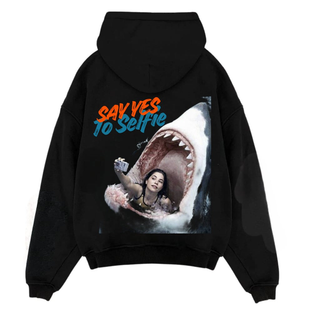 Dangerous Selfie Black Oversized Hoodie