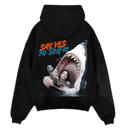 Dangerous Selfie Black Oversized Hoodie
