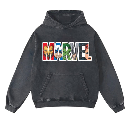 Marvel Acidwashed black Oversized Hoodie