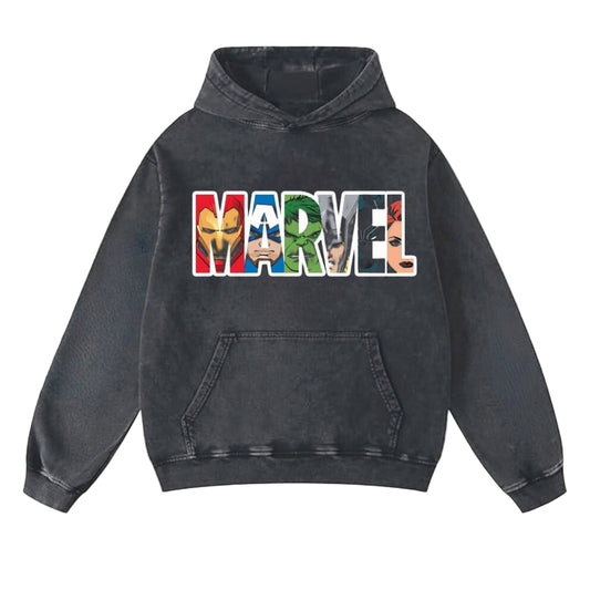 Marvel Acidwashed black Oversized Hoodie