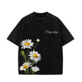 OXEYE DAISY BALCK  TEE ACIDWASH