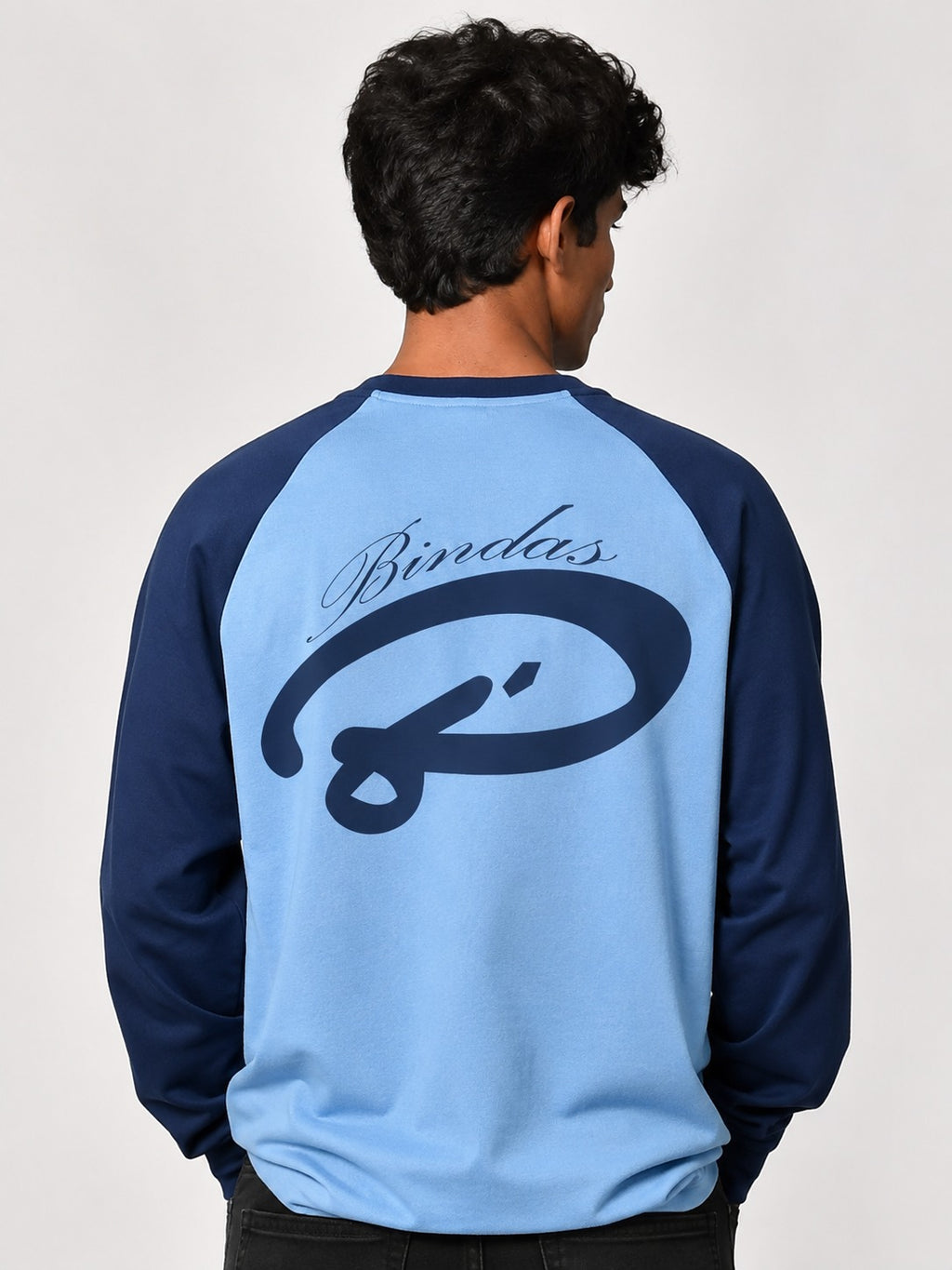 BLUE RAGLAN WAFFLE TEE
