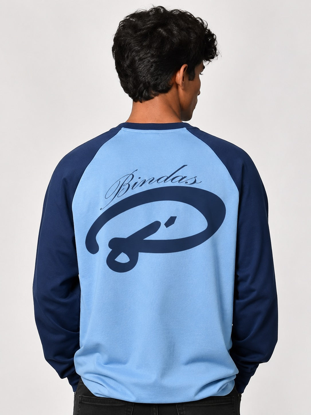 BLUE RAGLAN WAFFLE TEE