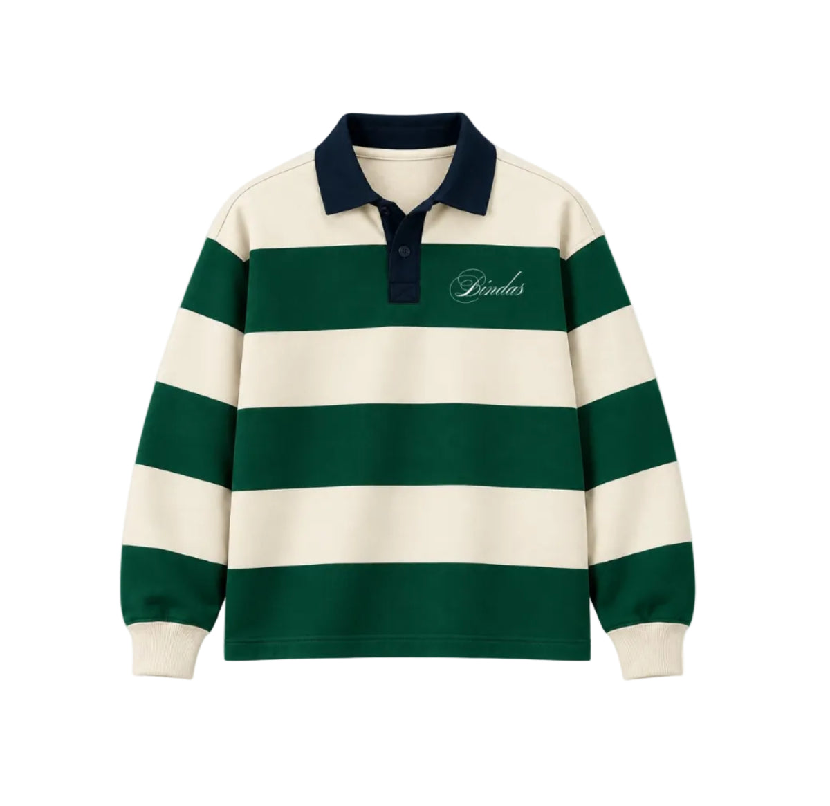 POLO SWEATSHIRT — IVORY / FOREST / NAVY