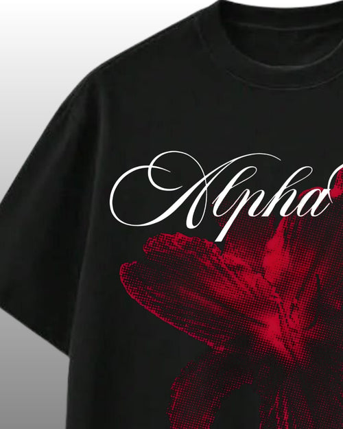 ALFA CHI TEE BLACK OVERSIZED